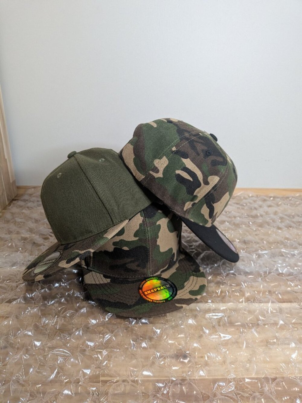 Camo baseball caps.
